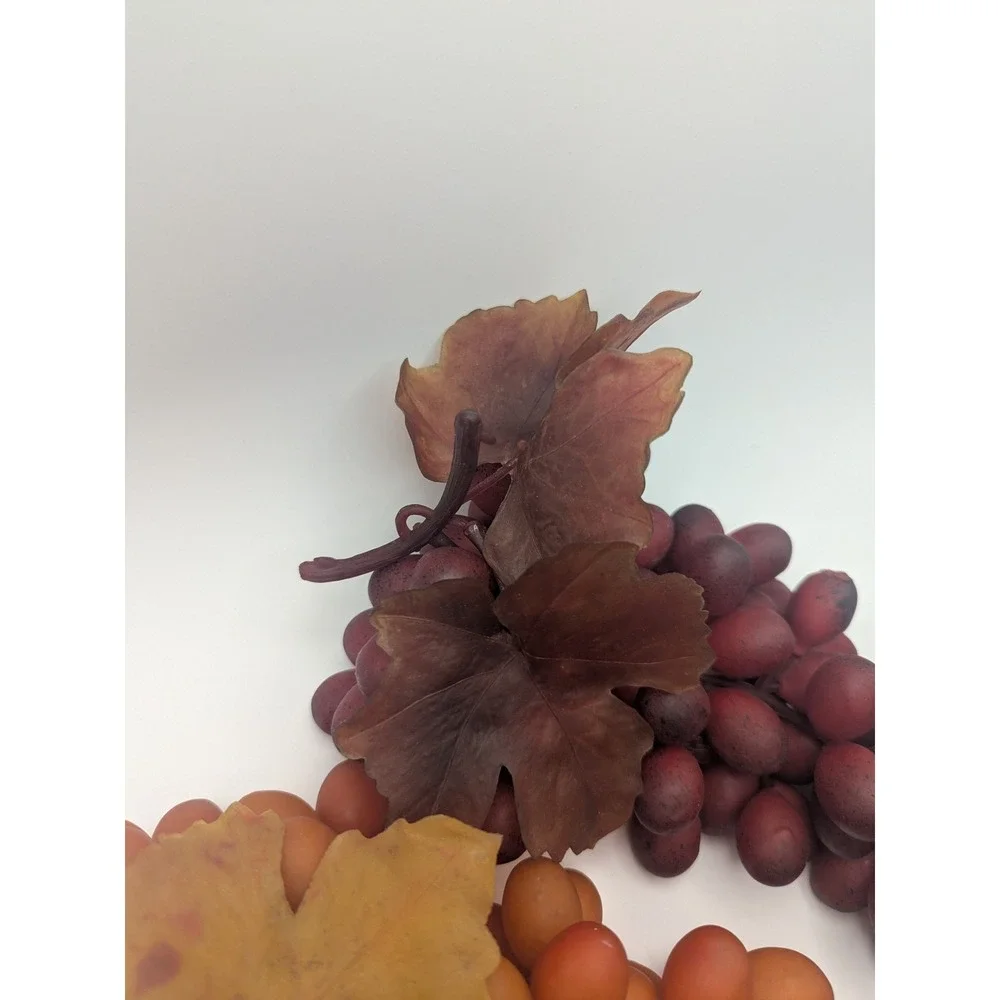 Vintage Style‎ Artificial Grape Clusters Burgundy Amber Faux Fruit Decor 2pc